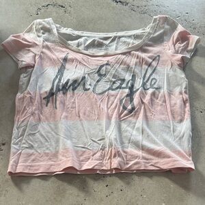 American Eagle Outfitters Pink and White Striped Top